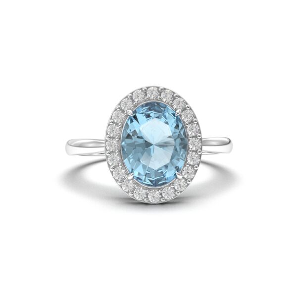 Aquamarine Diamond Ring