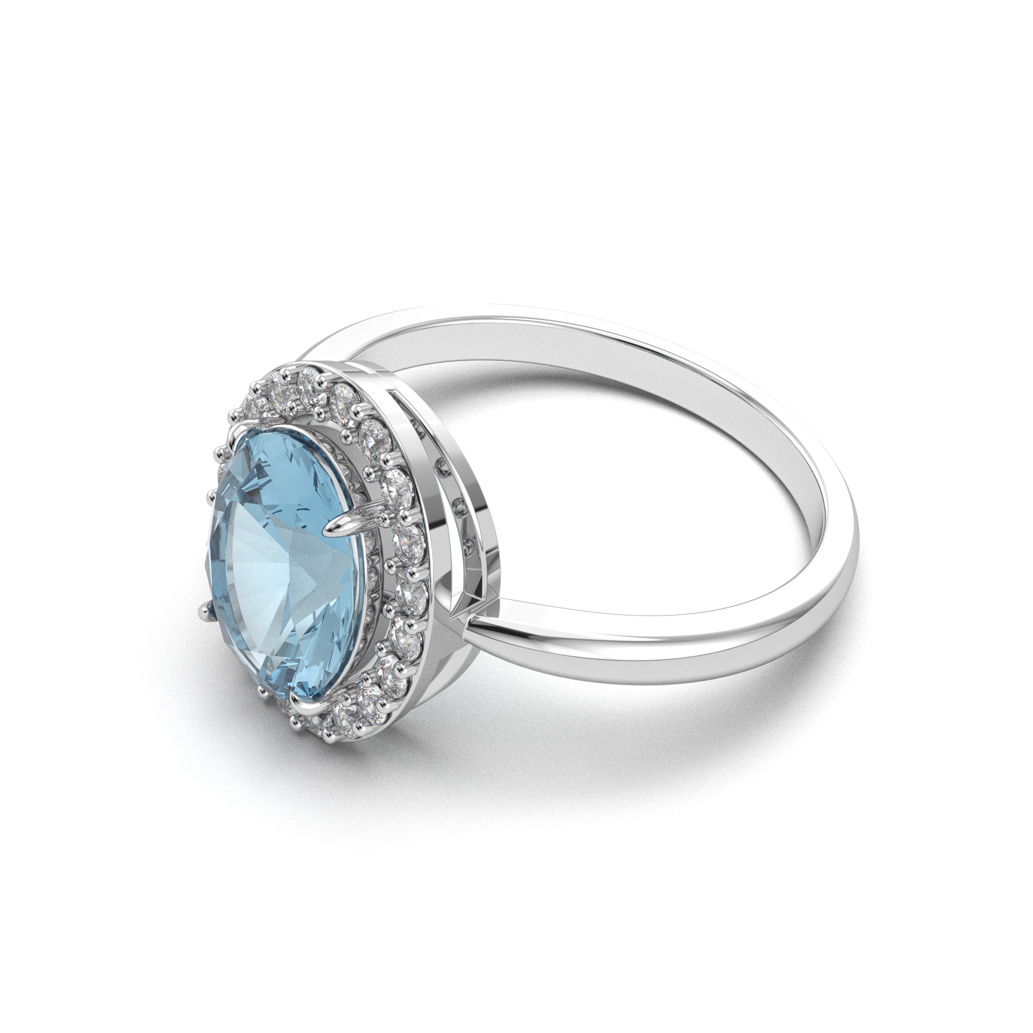 Aquamarine Diamond Ring