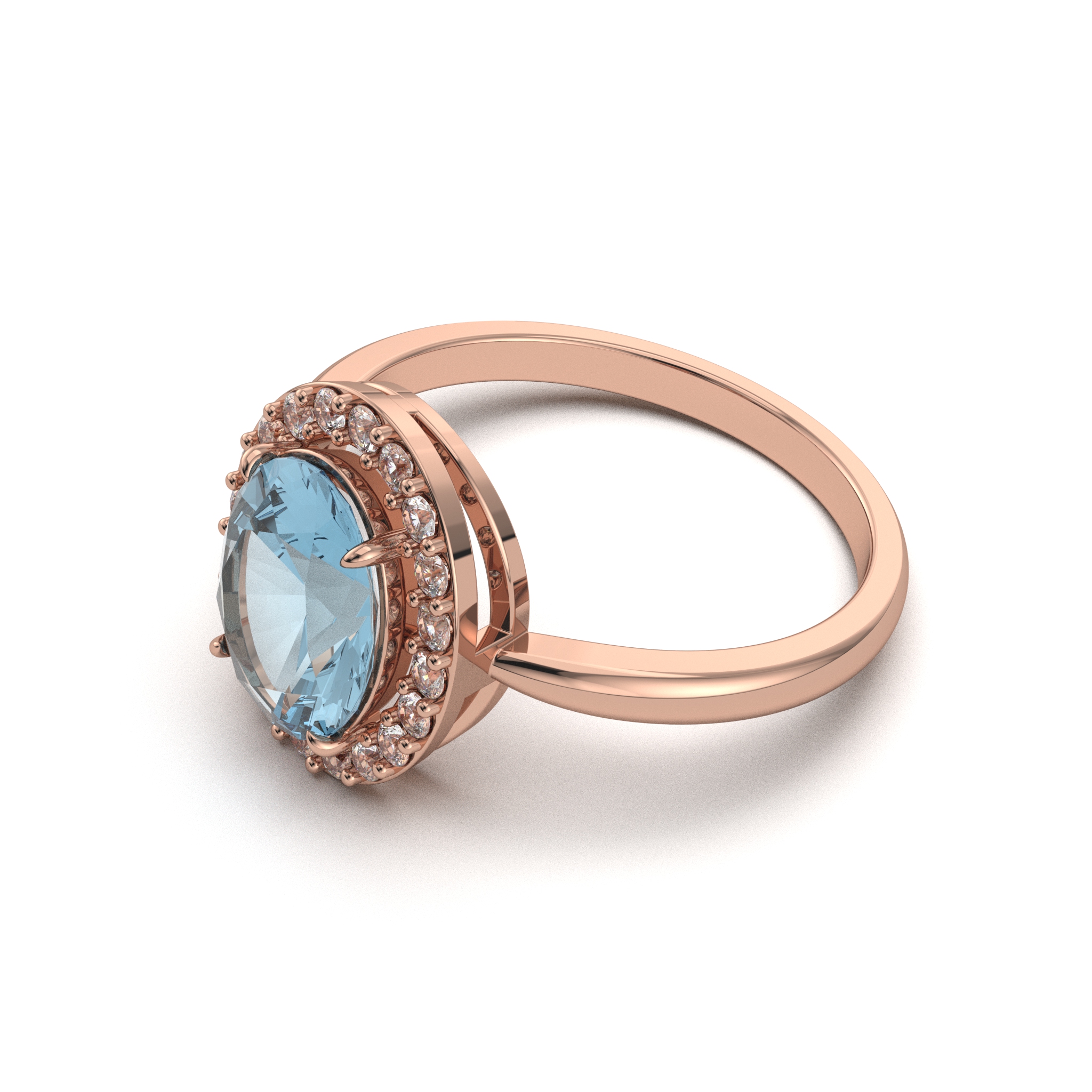 Aquamarine Diamond Ring