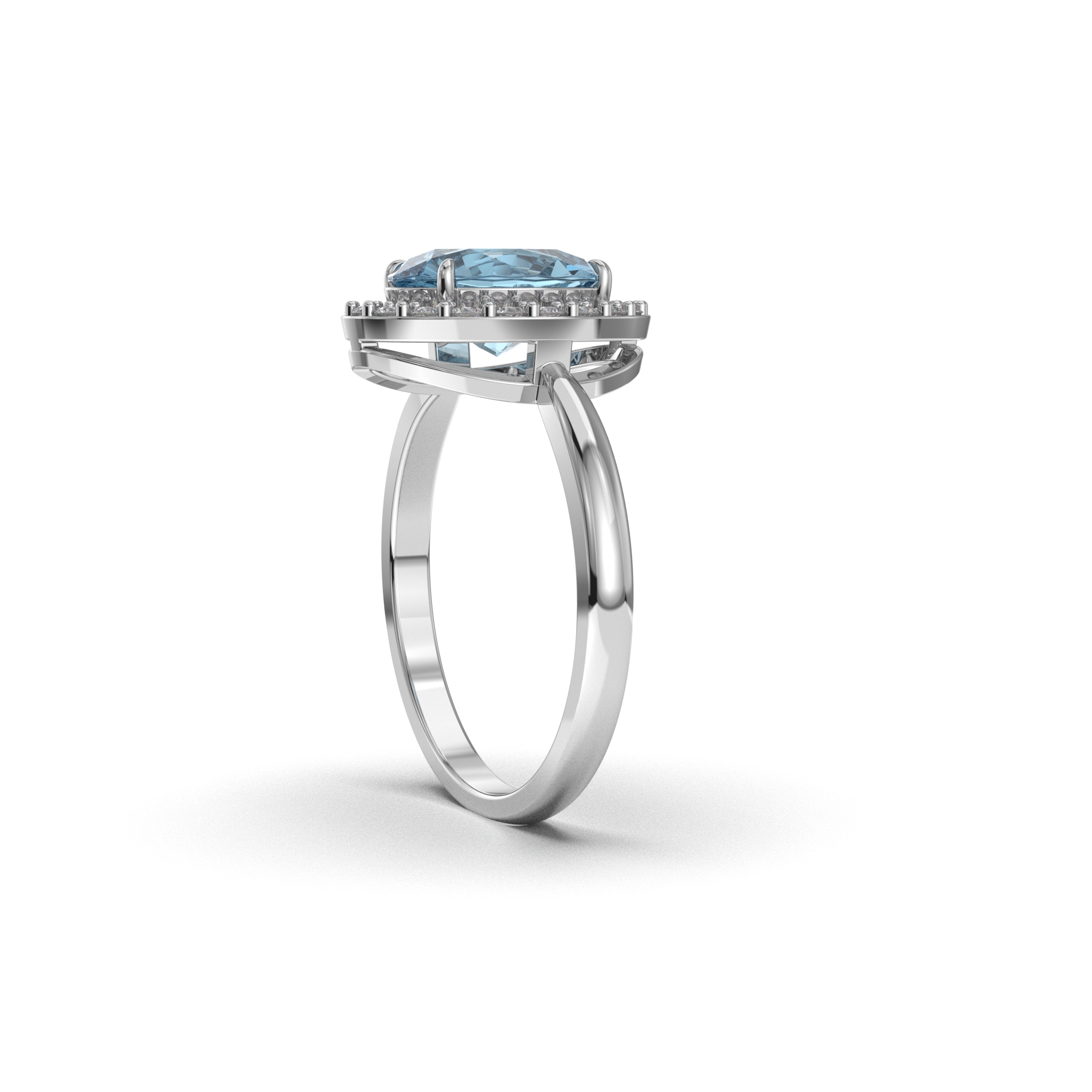 Aquamarine Diamond Ring