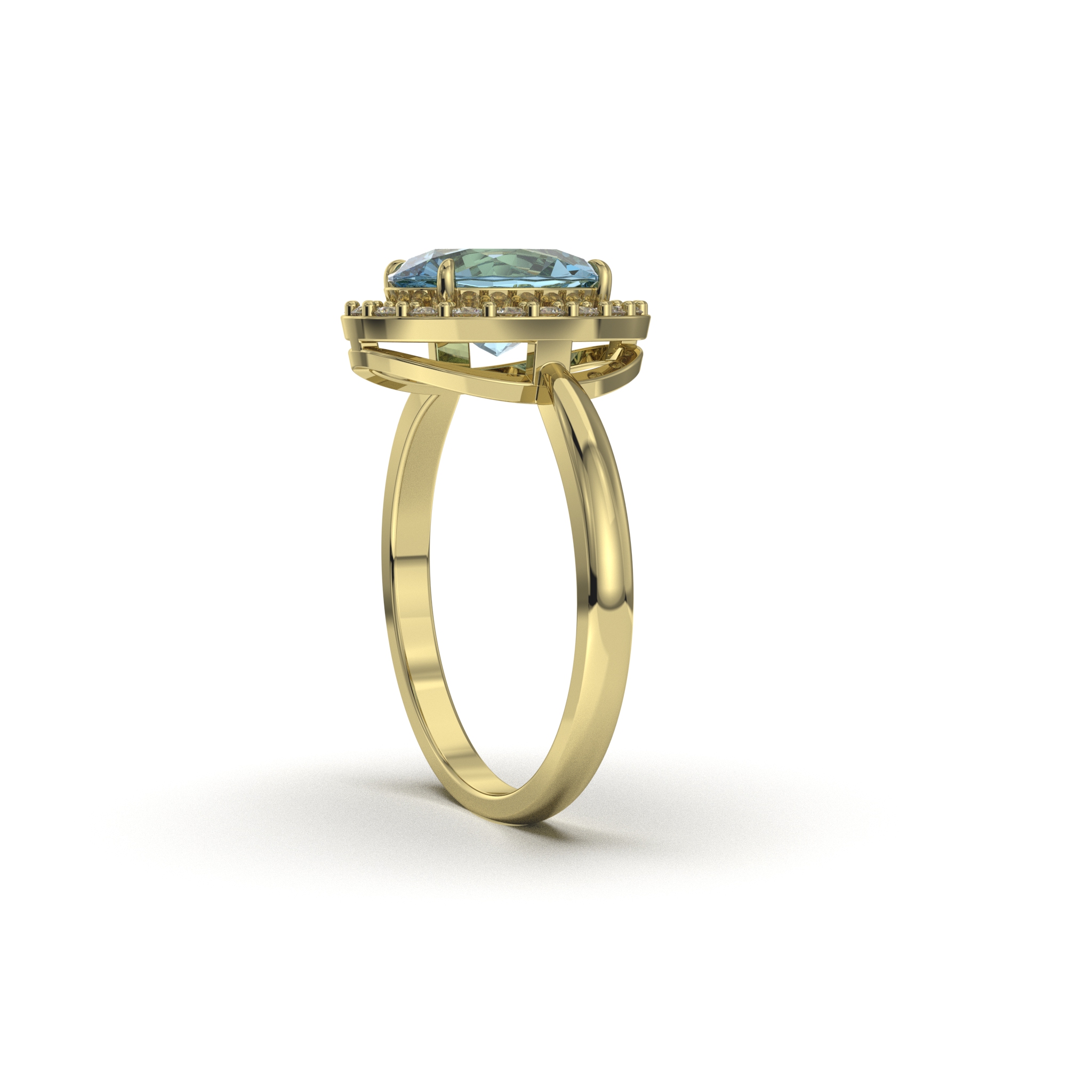 Aquamarine Diamond Ring