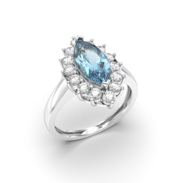 Aquamarine Halo Rings